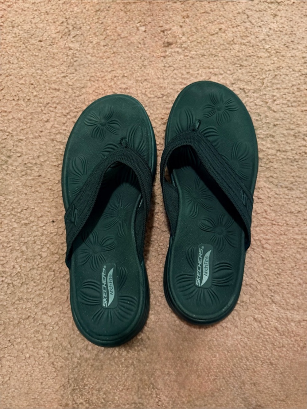 Skechers Women's Black Arch Fit Flip Flop Sandals